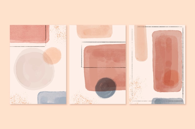 Set of abstract watercolor shapes covers