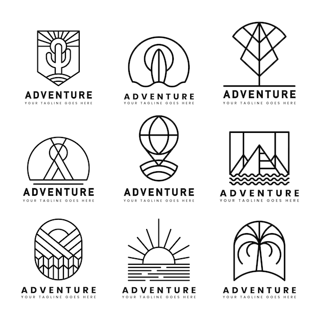 Set of adventure logo vector