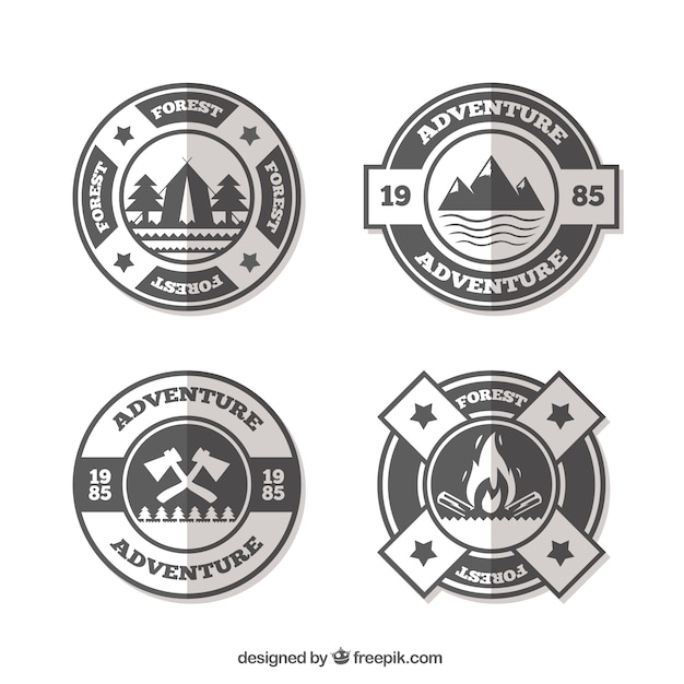 Set of adventure logos in flat style