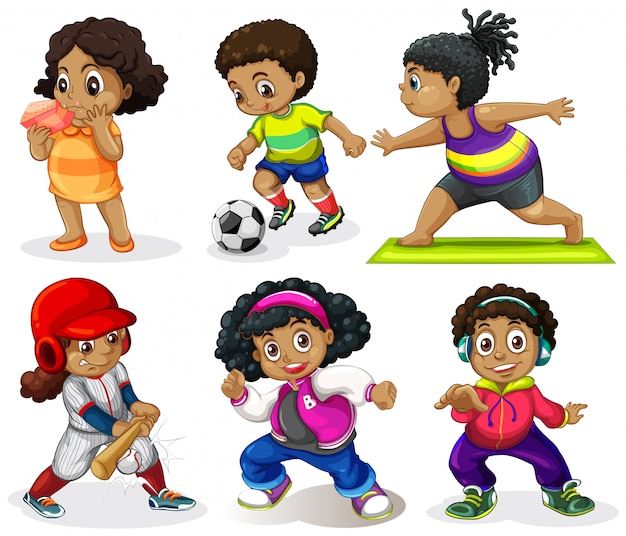 Free Vector set of african kids