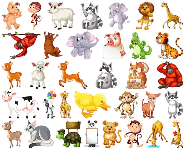 Set of animal cartoon character