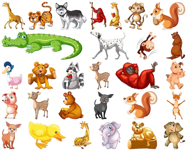 Set of animal cartoon character