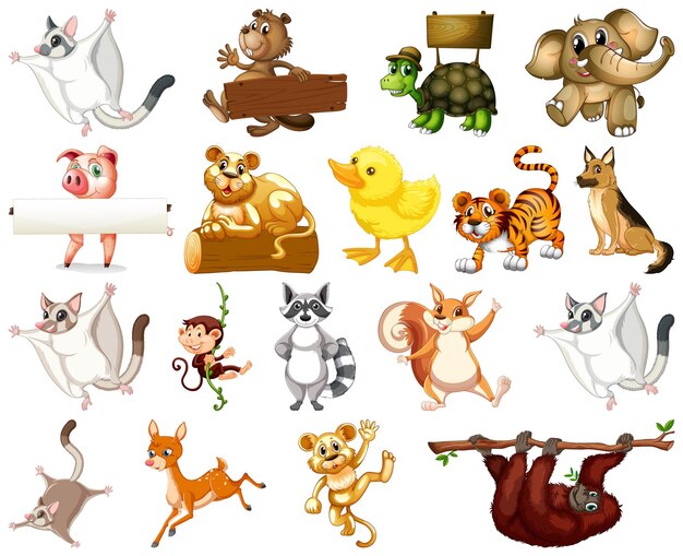 Set of animal cartoon character