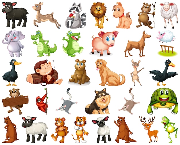 Set of animal cartoon character