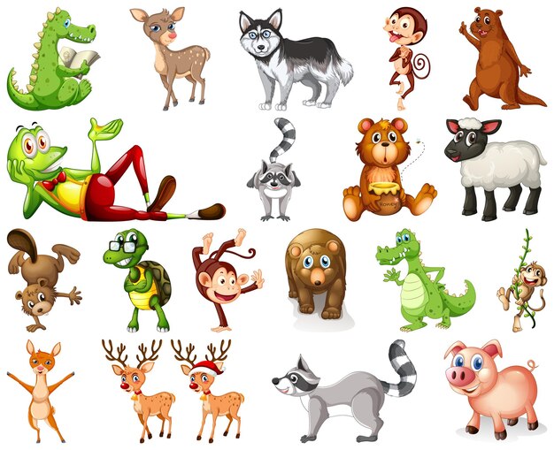 Set of animal cartoon character