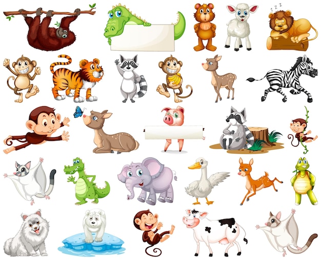 Set of animal cartoon character