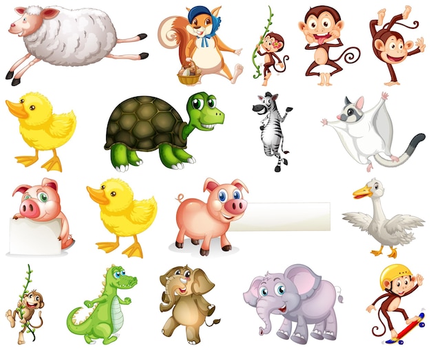 Set of animal cartoon character