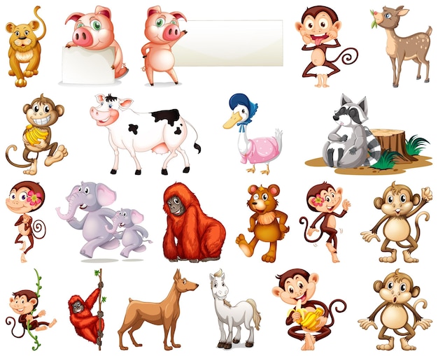 Set of animal cartoon character