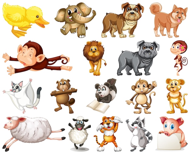 Free vector set of animal cartoon character