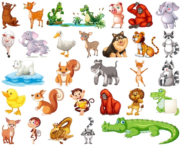 Set of animal cartoon character