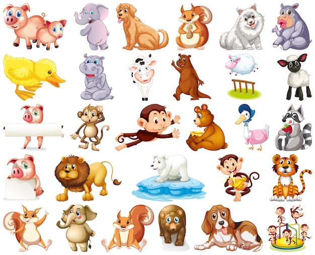 Set of animal cartoon character