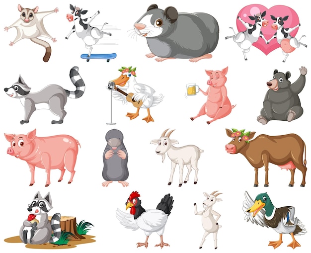 Set of animal cartoon character