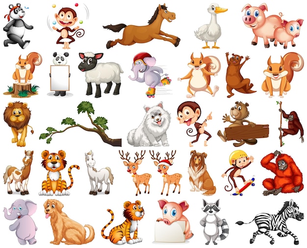 Set of animal cartoon character