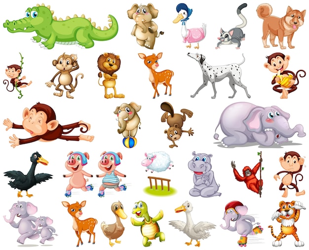 Set of animal cartoon character