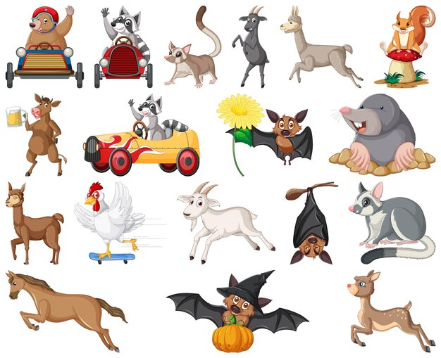 Set of animal cartoon character