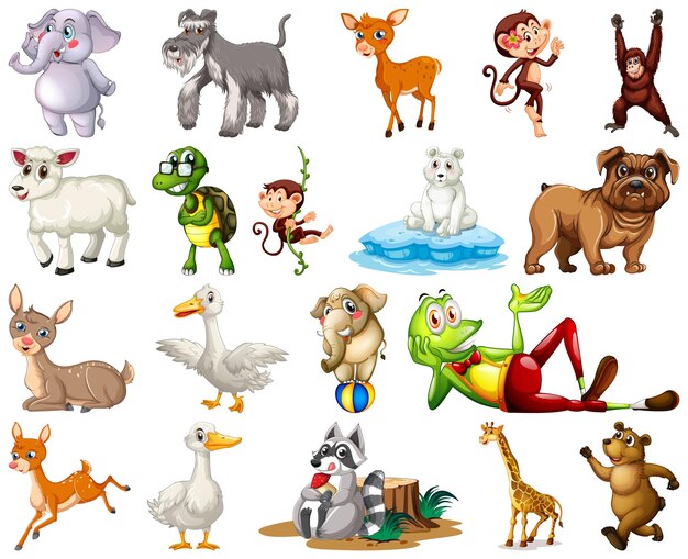 Set of animal cartoon character