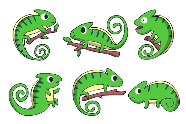 Set of animal in cartoon style with various action vector