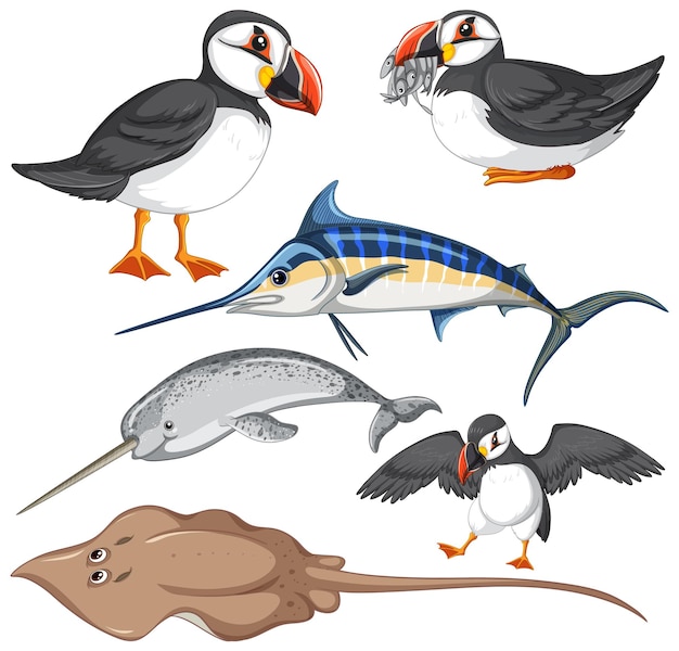 Free Vector set of animal cartoon