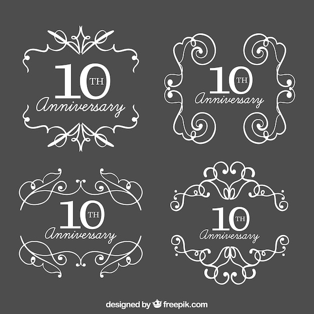 Set of anniversary templates with ornaments 