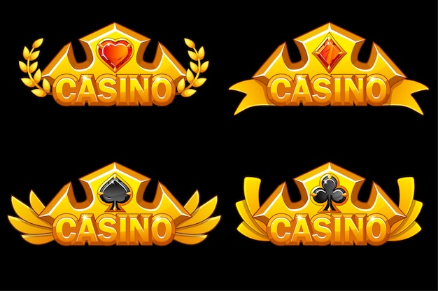 Free Vector set of app icons of golden crowns with game cards