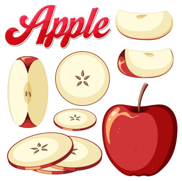 Free vector set of apple fruit cartoon