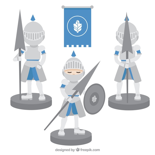 Free vector set of armor in different postures