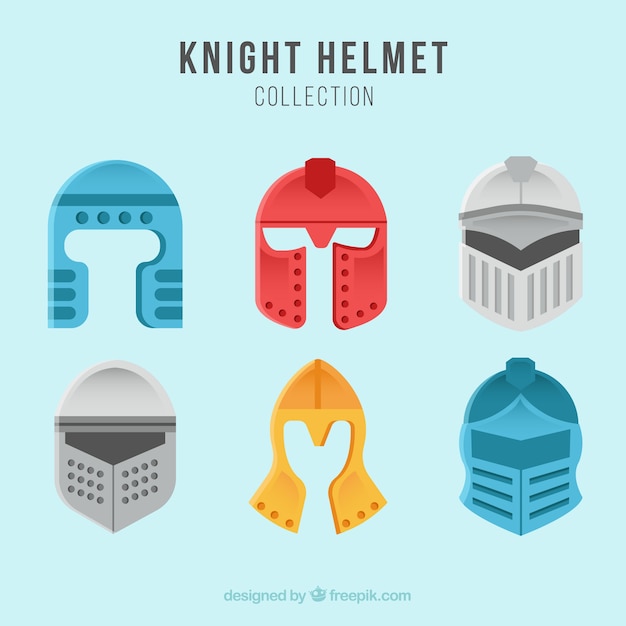 Free Vector set of armor helmets