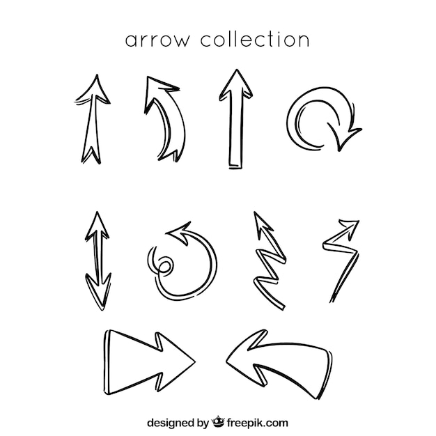 Set of arrows to mark in hand drawn style