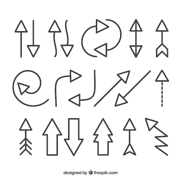 Set of arrows to mark in hand drawn style