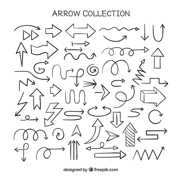 Free vector set of arrows to mark in hand drawn style