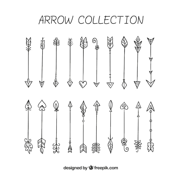 Free Vector set of arrows to mark in hand drawn style