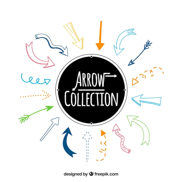 Free vector set of arrows to mark in hand drawn style