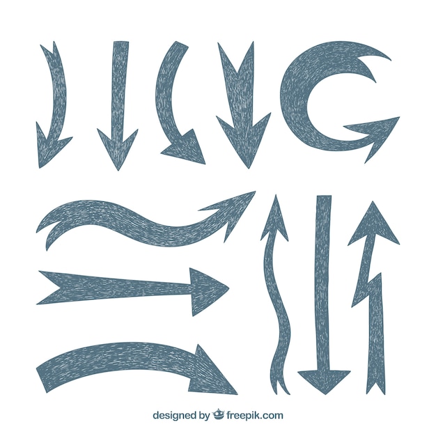 Free vector set of arrows to mark in hand drawn style