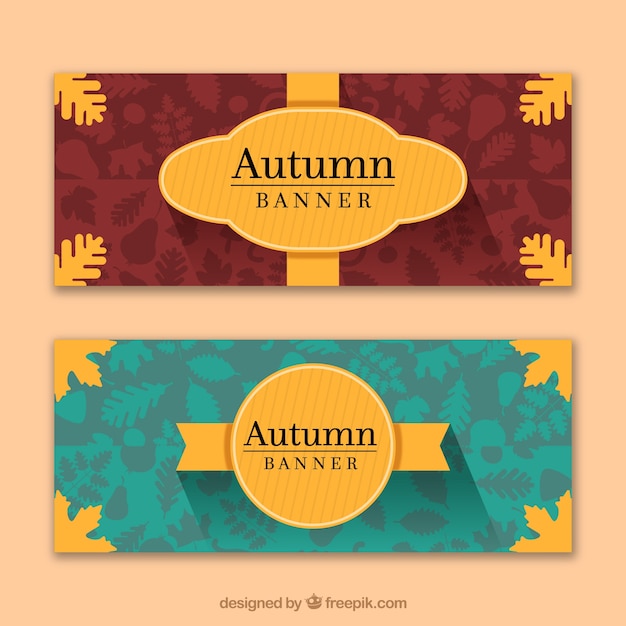 Free Vector set of autumn banners in flat style