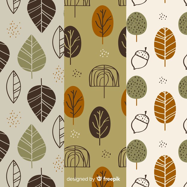 Set of autumn patterns flat design