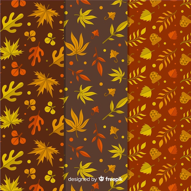 Set of autumn patterns flat design