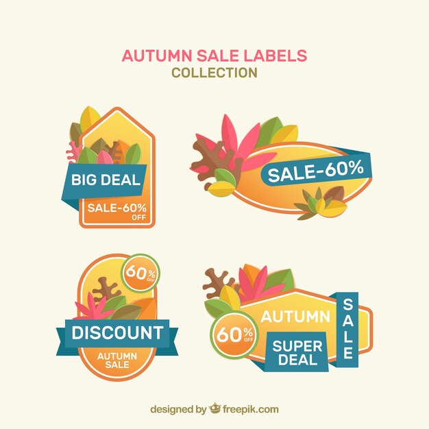 Set of autumn sale stickers