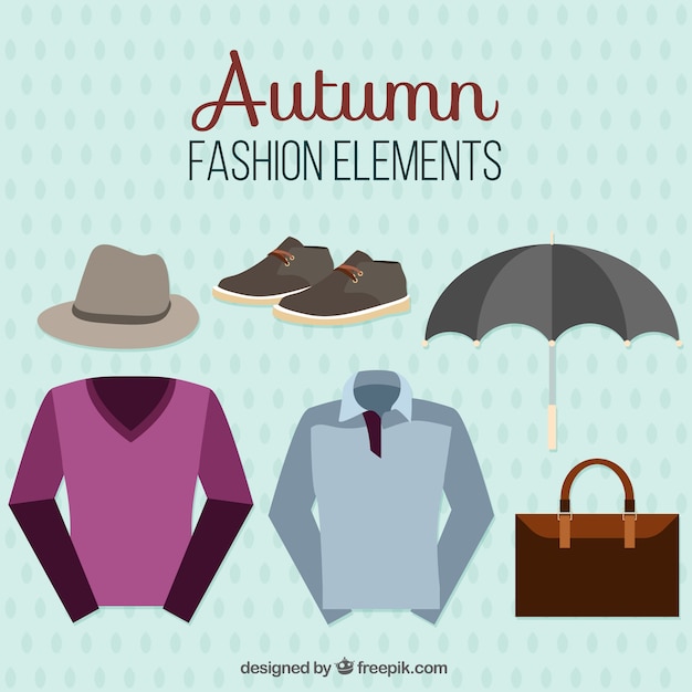 Free Vector set of autumnal menswear and accessories