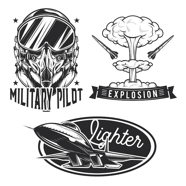 Free Vector set of aviation emblems, labels, badges, logos.