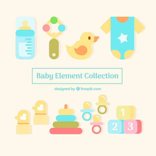 Free Vector set of baby elements in flat style