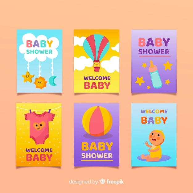 Set of baby shower cards