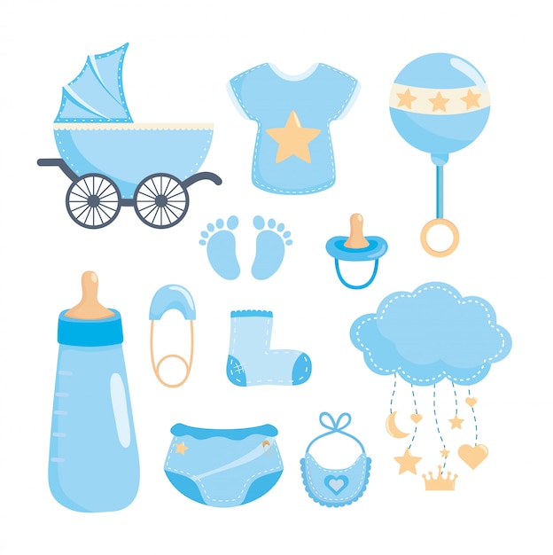 Free Vector set of baby shower elements