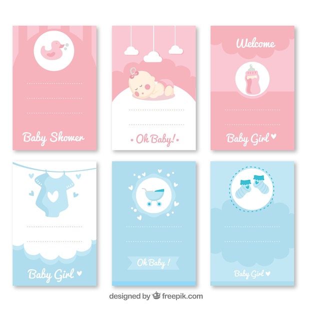 Set of baby shower invitation with clothes