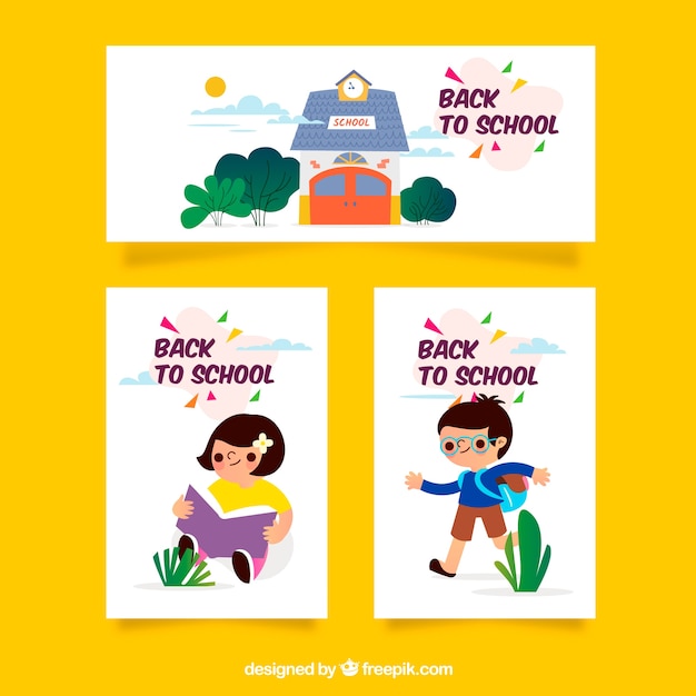 Set of back to school cards