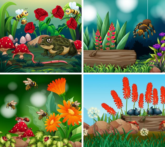 Set of background scene with nature theme