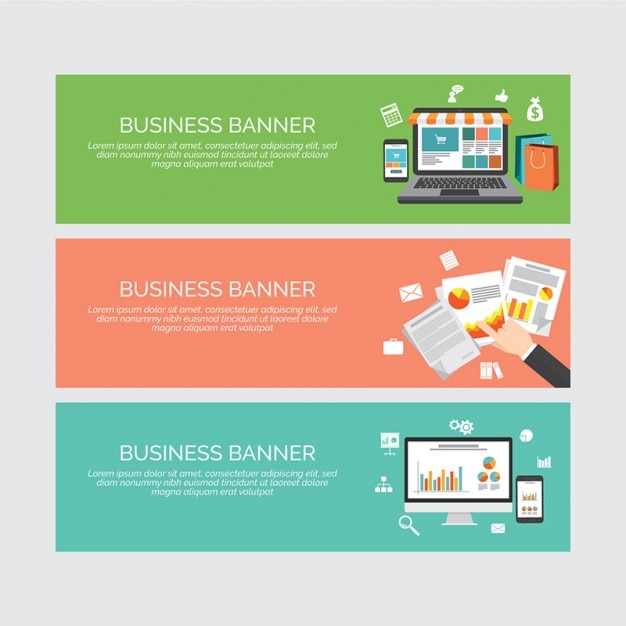 Free Vector set of banner with business elements