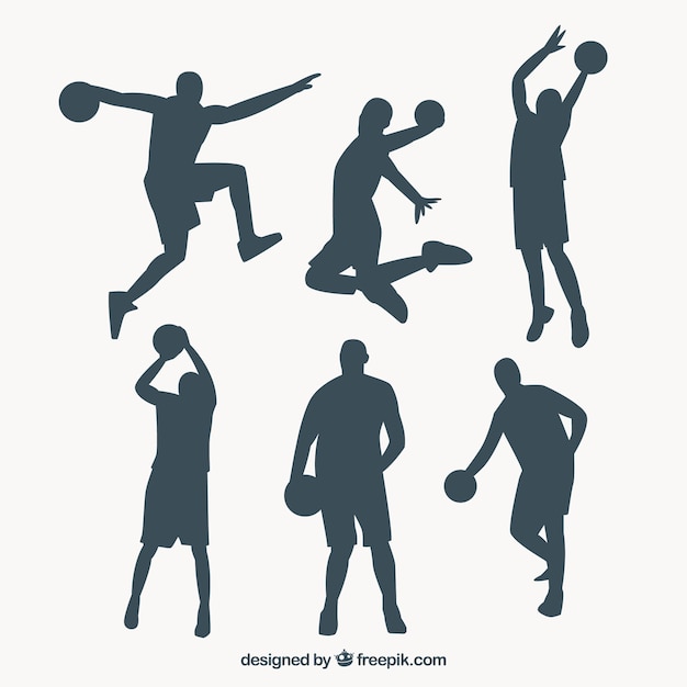 Free Vector set of basketball players silhouettes