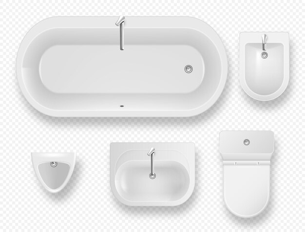 Set of bathroom equipment modern lavatory items