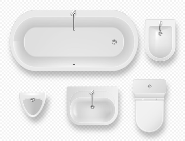 Set of bathroom equipment modern lavatory items