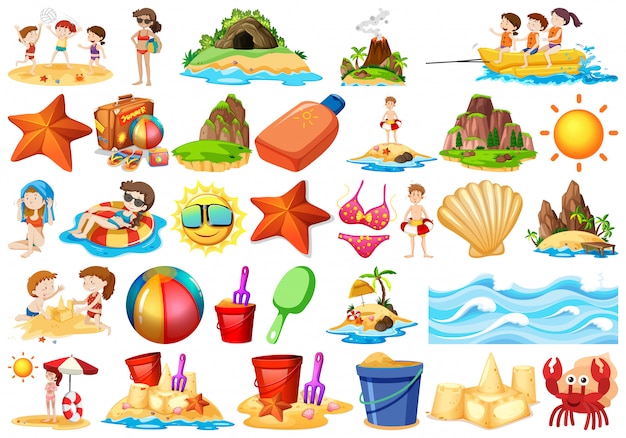 Free vector set of beach element